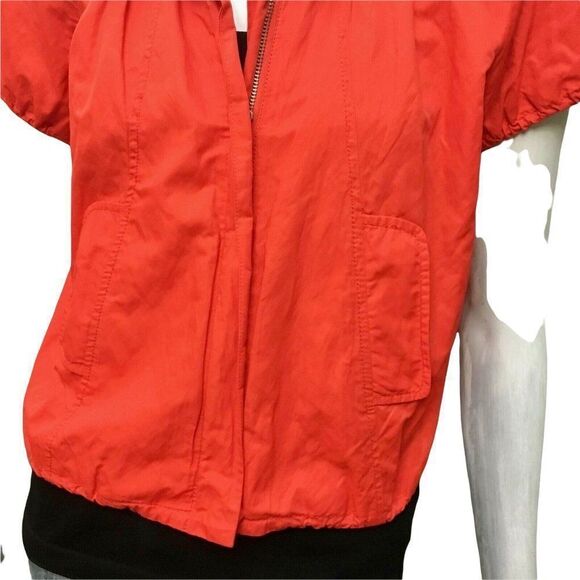 Kenneth Cole Womens Red Short Sleeve Zipper Ruffle-Collar Shrug Jacket - Picture 5 of 8